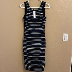White House Black Market Women’s Midi Multi-Striped Low-Back Dress Size 2